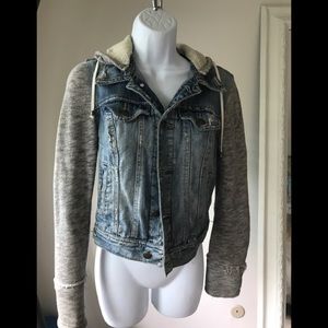 Free People jean jacket hoodie